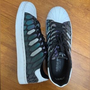 Adidas Shell Toe Sneakers with Iridescent Black Overlay